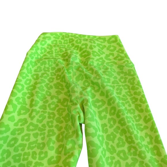 Beach Riot Sport Ayla Neon Green Animal Print Leggings Cheetah Workout Sz Small - Picture 8 of 11